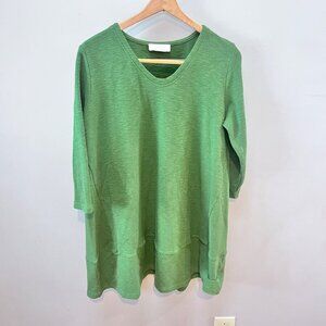 Green Noen Womens V-Neck Tunic‎ Dress XS Lagenlook style